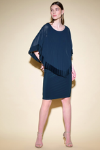 Load image into Gallery viewer, Joseph Ribkoff Silky Knit Sheath Dress With Chiffon Pleated Overlay