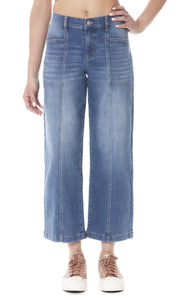 Front Seam Wide Leg Ankle Jeans