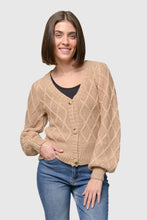 Load image into Gallery viewer, Argyle Balloon Sleeve Cardigan