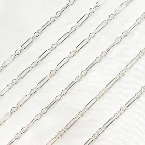 193SS. Sterling Silver Long & Short Link Chain: 1 Ft. / 2.1mm-3mm / Long & Short