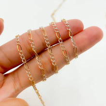 Load image into Gallery viewer, 2431CTT. Gold Filled and Sterling Silver Figaro Style Chain: 1 Ft. / 5.1mm-6mm / Figaro
