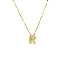 Load image into Gallery viewer, Mini CZ Initial Necklace with charms: P Initial &amp; Necklace