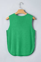 Load image into Gallery viewer, Side Button Round Neck Knit Sleeveless Sweater: Bright Green / S