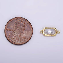 Load image into Gallery viewer, 14K Gold Filled Clear Oval CZ Multifaceted Braided Bezel Connector | G793