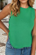 Load image into Gallery viewer, Side Button Round Neck Knit Sleeveless Sweater: Bright Green / L