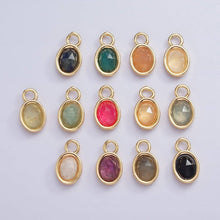 Load image into Gallery viewer, 16K Gold Filled Oval Multifaceted Natural Gemstone Personalized Add-On Charm | AC1479 - AC1491: Amethyst