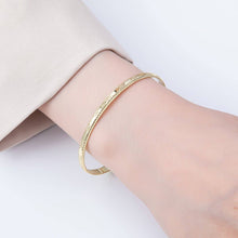 Load image into Gallery viewer, 16K Gold Filled 4mm Line-Textured Croissant Ribbed Half Cuff Bracelet Finding for Bangle Supply | WA-04411