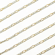 Load image into Gallery viewer, 2431CTT. Gold Filled and Sterling Silver Figaro Style Chain: 1 Ft. / 5.1mm-6mm / Figaro