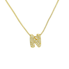 Load image into Gallery viewer, Mini CZ Initial Necklace with charms: J Initial &amp; Necklace