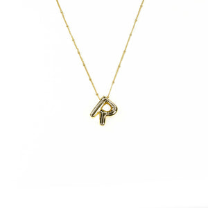 Initial Balloon Bubble Gold Necklace: G / GOLD SMOOTH