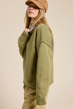 Load image into Gallery viewer, Outseam Detail Crewneck Knit Sweater: Olive / M