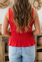 Load image into Gallery viewer, Western Solid Round Neck Tank Top: Fiery Red / M