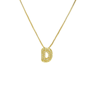 Mini CZ Initial Necklace with charms: J Initial & Necklace