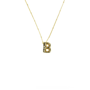 Initial Balloon Bubble Gold Necklace: G / GOLD SMOOTH