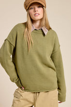 Load image into Gallery viewer, Outseam Detail Crewneck Knit Sweater: Olive / S