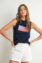 Load image into Gallery viewer, Flag Print Knitted Sleeveless Sweater - BMW7749: NAVY MULTI / M