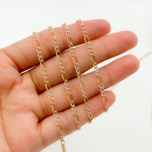Load image into Gallery viewer, 2431CTT. Gold Filled and Sterling Silver Figaro Style Chain: 1 Ft. / 5.1mm-6mm / Figaro