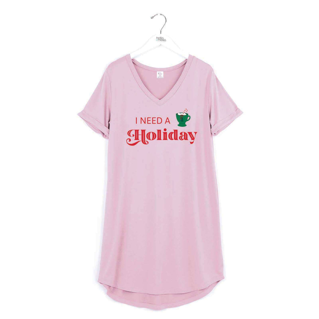 Hello Mello Holiday Sleep Shirts Open Stock: Pink / L/XL