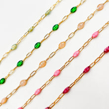 Load image into Gallery viewer, V250ENGF. 14k Gold Filled Enamel Satellite Chains: Green Shade / 1.1mm-2mm / Satellite