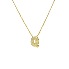 Load image into Gallery viewer, Mini CZ Initial Necklace with charms: L Initial &amp; Necklace