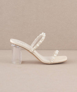 The Mae Beige | Strappy Pearl Heel: Beige / 9