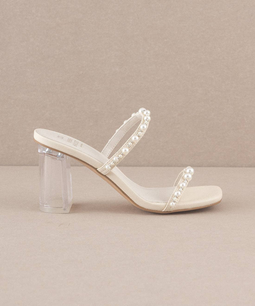 The Mae Beige | Strappy Pearl Heel: Beige / 9