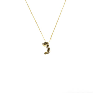 Initial Balloon Bubble Gold Necklace: G / GOLD SMOOTH