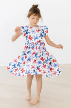 Load image into Gallery viewer, Born to Sparkle Flutter Sleeve Twirl Dress