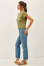 Load image into Gallery viewer, PATCH POCKET DOLMAN CAP SLEEVE KNIT: SAGE / ML