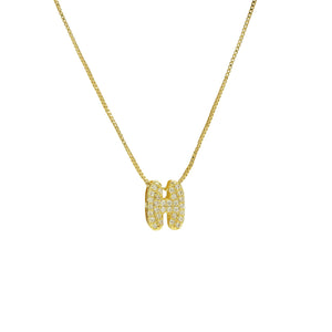 Mini CZ Initial Necklace with charms: L Initial & Necklace