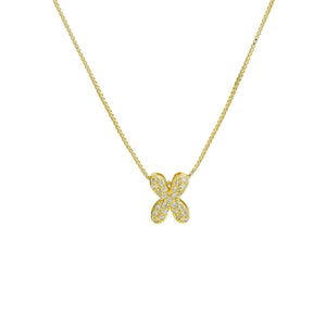 Mini CZ Initial Necklace with charms: H Initial & Necklace