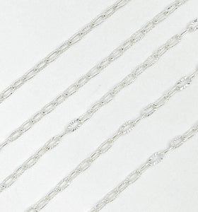 925 Sterling Silver Diamond Cut Cable Link Chain. Z17SS: 1 Ft / 4.1mm-5mm / Cable