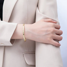 Load image into Gallery viewer, 16K Gold Filled 4mm Line-Textured Croissant Ribbed Half Cuff Bracelet Finding for Bangle Supply | WA-04411