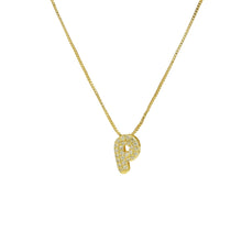 Load image into Gallery viewer, Mini CZ Initial Necklace with charms: L Initial &amp; Necklace