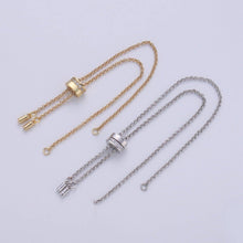Load image into Gallery viewer, 14k Gold Filled Adjustable Bracelet Half finished Chain Bracelet rubber stopper Silver Rolo Chain Wholesale 1pc K-843 K-844: 1 / Gold