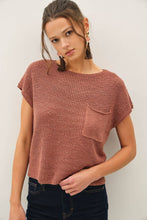 Load image into Gallery viewer, PATCH POCKET DOLMAN CAP SLEEVE KNIT: BRICK / ML