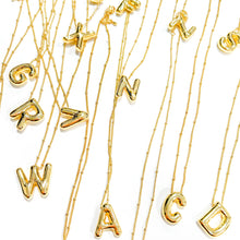 Load image into Gallery viewer, Initial Balloon Bubble Gold Necklace: G / GOLD SMOOTH