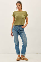 Load image into Gallery viewer, PATCH POCKET DOLMAN CAP SLEEVE KNIT: SAGE / ML