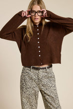 Load image into Gallery viewer, Essential Button Down Cardigan Top: Chocolate / M