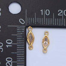 Load image into Gallery viewer, 24K Gold Filled Clear CZ Marquise Bezel Connector | F667