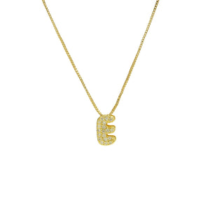 Mini CZ Initial Necklace with charms: P Initial & Necklace