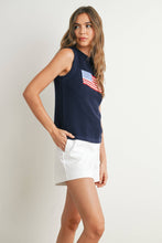 Load image into Gallery viewer, Flag Print Knitted Sleeveless Sweater - BMW7749: NAVY MULTI / M