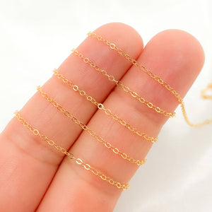 1025F. 14K Gold-Filled Flat Cable Chain: 1.1mm-2mm / 1 Ft. / Cable