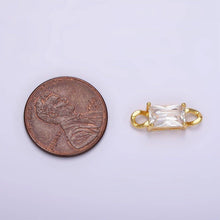 Load image into Gallery viewer, 24K Gold Filled Clear CZ Baguette Curb Link Loop Connector | G798