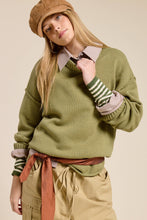 Load image into Gallery viewer, Outseam Detail Crewneck Knit Sweater: Olive / S