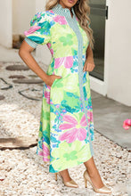 Load image into Gallery viewer, LDC Striped Trim Button Downv Floral Vacation Dress: Pink / S