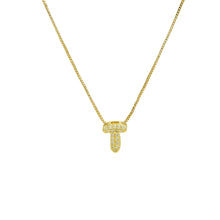 Load image into Gallery viewer, Mini CZ Initial Necklace with charms: P Initial &amp; Necklace