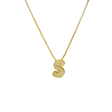 Load image into Gallery viewer, Mini CZ Initial Necklace with charms: J Initial &amp; Necklace