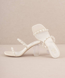 The Mae Beige | Strappy Pearl Heel: Beige / 9