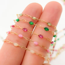 Load image into Gallery viewer, V250ENGF. 14k Gold Filled Enamel Satellite Chains: Green Shade / 1.1mm-2mm / Satellite